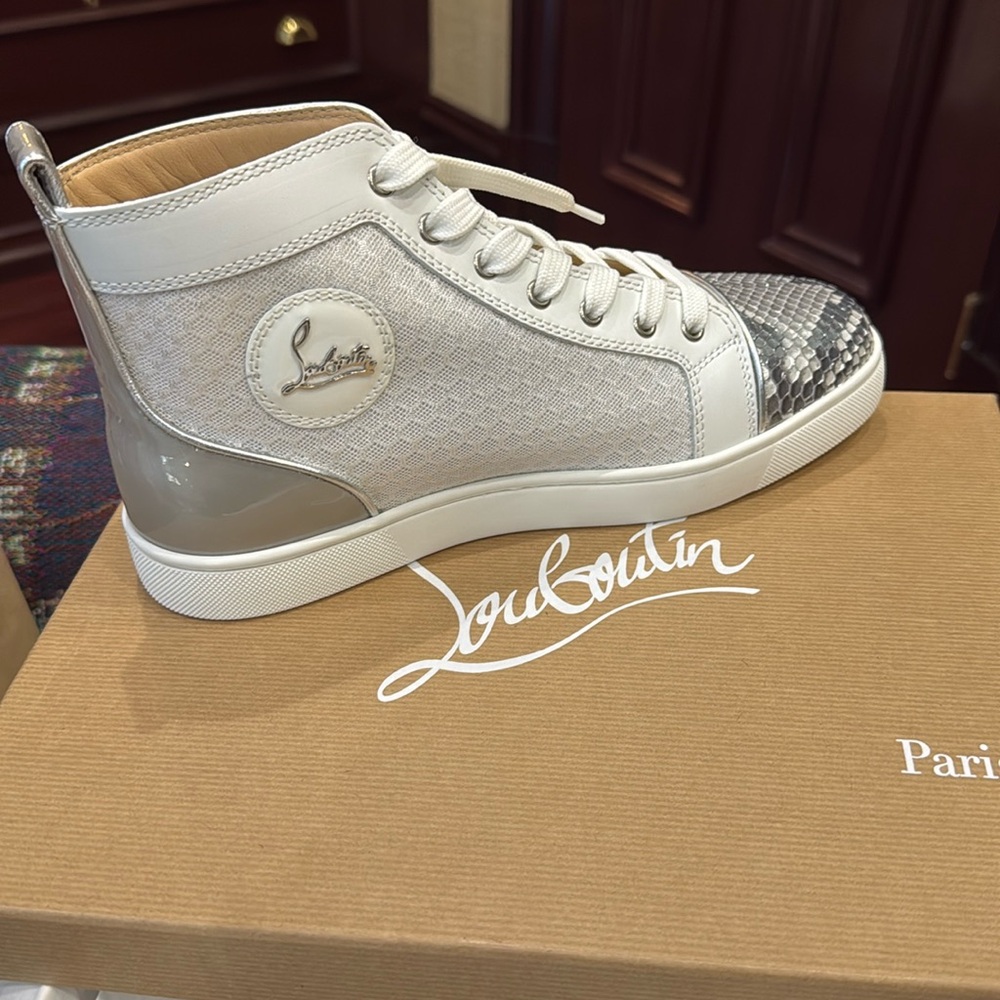 NEW Christian Louboutin High Top Snake Skin Sneakers
